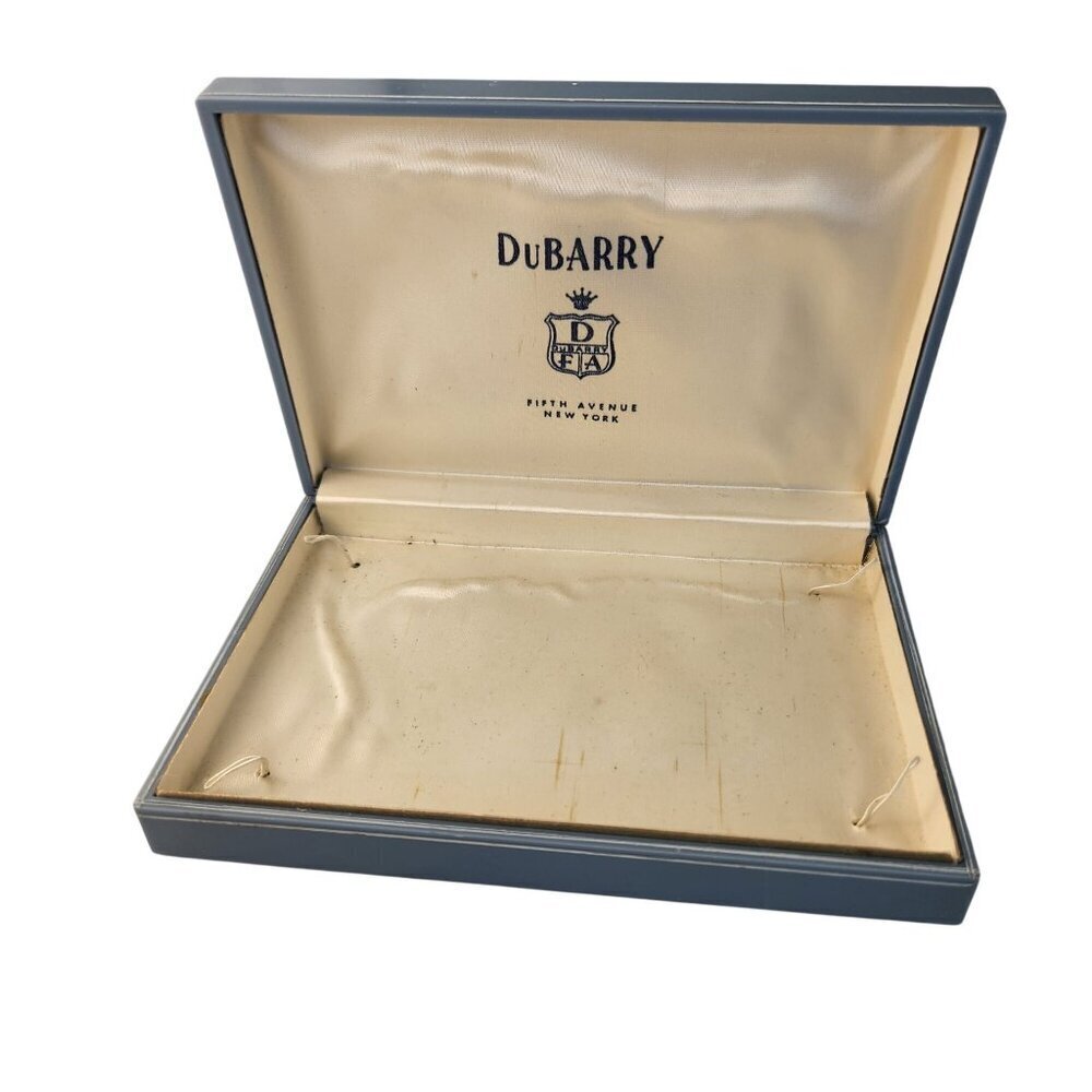 Vintage DuBarry Fifth Avenue NYC Jewelry Presentation Box Blue Plastic White Tri